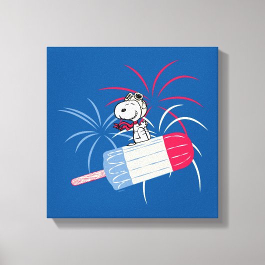 Snoopy van de vliegende luis op ijsPop Canvas Afdruk (Voorkant)