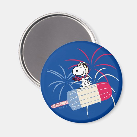 Snoopy van de vliegende luis op ijsPop Magneet (Voorkant / Achterkant)