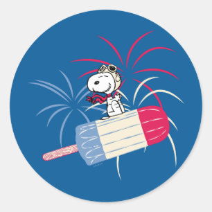 Snoopy van de vliegende luis op ijsPop Ronde Sticker