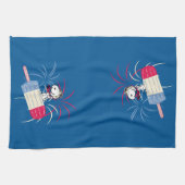 Snoopy van de vliegende luis op ijsPop Theedoek (Horizontaal)