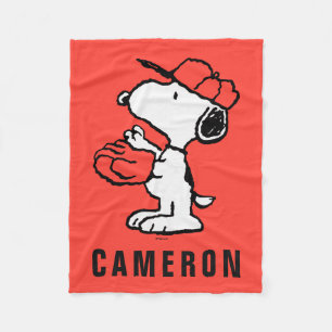 Snoopy Varsity Sport Baseball Jouw namen toevoeg Fleece Deken