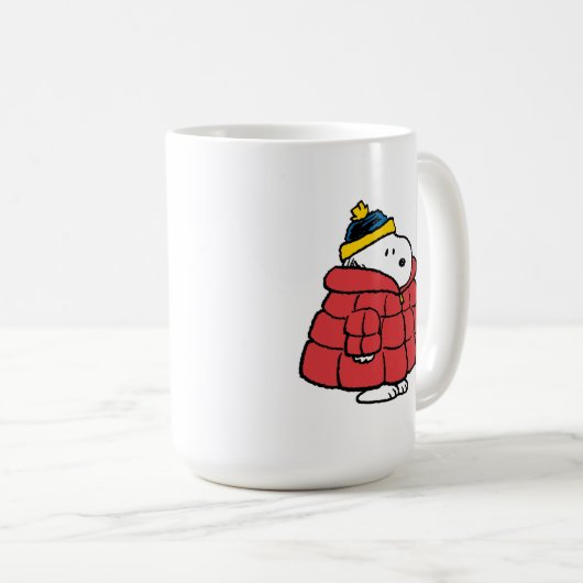 Snoopy Winter in Puffer Coat Coffee Mug (Devant droit)