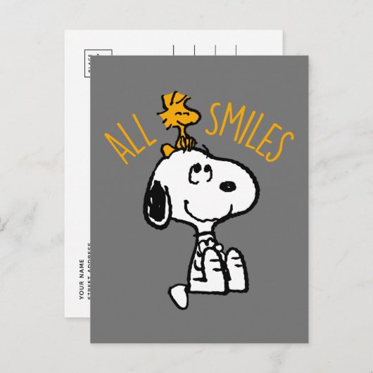 Snoopy & Woodstock - Alle glimlach Briefkaart (Voorkant / Achterkant)