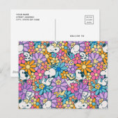 Snoopy & Woodstock Bloempatroon Briefkaart (Voorkant / Achterkant)