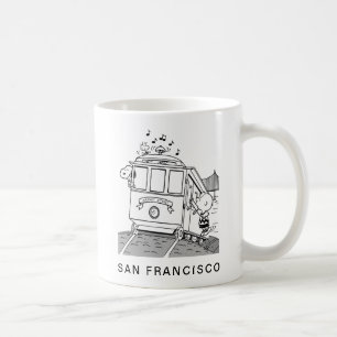Snoopy, Woodstock, & Charlie Brown op een trolley Koffiemok