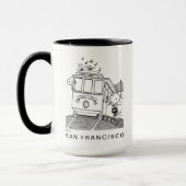 Snoopy, Woodstock, & Charlie Brown op een trolley Mok (Links)