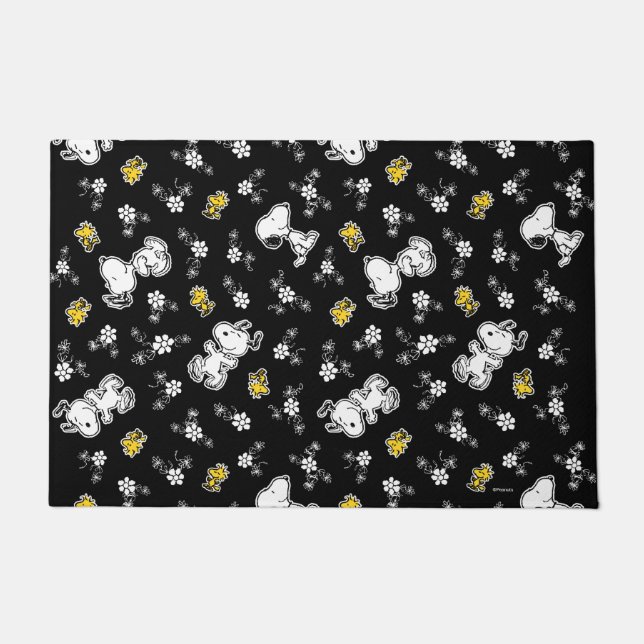 Snoopy & Woodstock Fun & Flowers Deurmat (Voorkant)