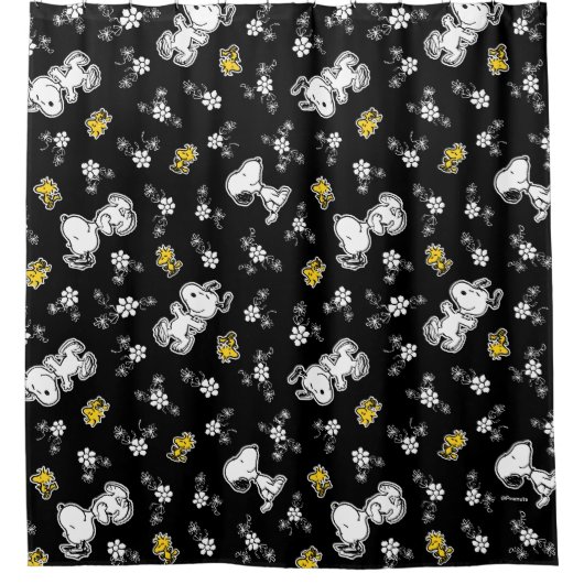 Snoopy & Woodstock Fun & Flowers Douchegordijn (Voorkant)