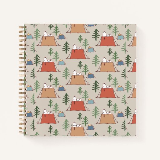 Snoopy & Woodstock Go Camping Pattern Notitieboek (Voorkant)