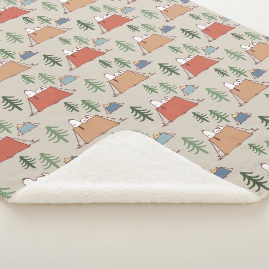 Snoopy & Woodstock Go Camping Pattern Sherpa Deken (3/4)