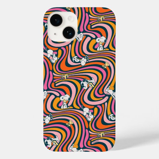 Snoopy & Woodstock Groovy Vibes Paarse Patroon Case-Mate iPhone Case (Achterkant)