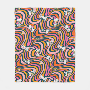 Snoopy & Woodstock Groovy Vibes Paarse Patroon Fleece Deken