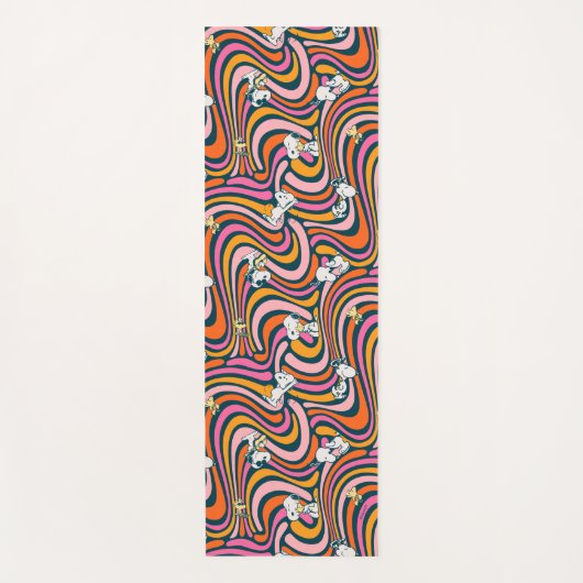 Snoopy & Woodstock Groovy Vibes Paarse Patroon Yogamat (Voorkant)