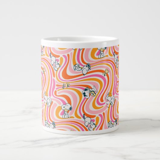 Snoopy & Woodstock Groovy Vibes Sinaasappel Patter Extra Grote Beker (Voorkant)
