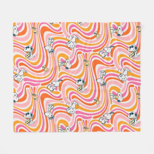 Snoopy & Woodstock Groovy Vibes Sinaasappel Patter Fleece Deken (Voorkant (Horizontaal))