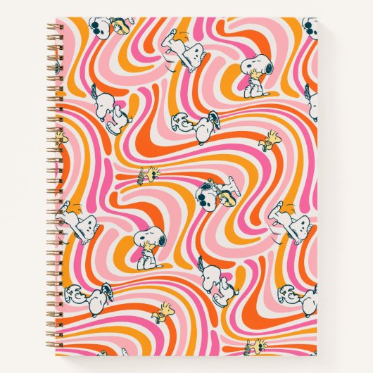 Snoopy & Woodstock Groovy Vibes Sinaasappel Patter Notitieboek (Voorkant)