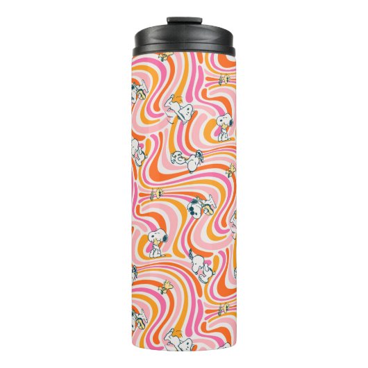 Snoopy & Woodstock Groovy Vibes Sinaasappel Patter Thermosbeker (Voorkant)