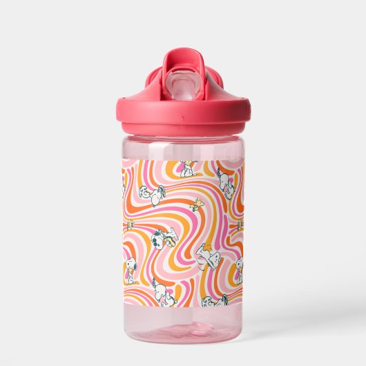 Snoopy & Woodstock Groovy Vibes Sinaasappel Patter Waterfles (Voorkant)