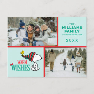 Snoopy & Woodstock Kerstmis Familie Fotocollage Feestdagenkaart