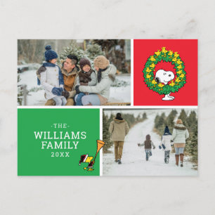 Snoopy & Woodstock Kerstmis Familie Fotocollage Feestdagenkaart