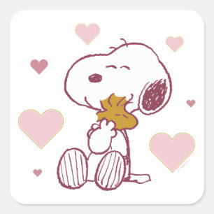 Snoopy & Woodstock - Liefde is Snuggles en Cuddles Vierkante Sticker