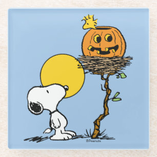 Snoopy & Woodstock Nest met Jack O' Lantern Glazen Onderzetter