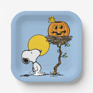 Snoopy & Woodstock Nest met Jack O' Lantern Papieren Bordje