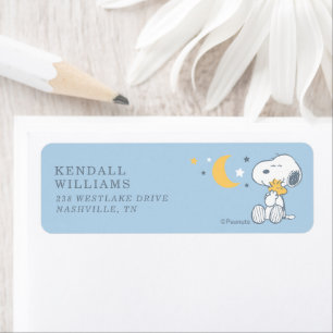 Snoopy & Woodstock Over the Moon Baby Shower Etiket