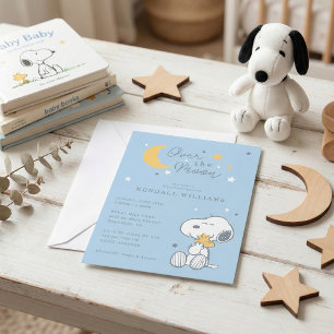 Snoopy & Woodstock   Over the Moon Baby shower Kaart