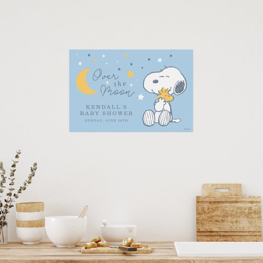 Snoopy & Woodstock | Over the Moon Baby Shower Pos Poster (Keuken)