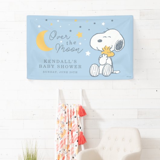 Snoopy & Woodstock | Over the Moon Baby Shower Spandoek (Insitu)