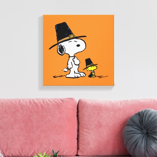 Snoopy & Woodstock Pilgrim Canvas Afdruk (Insitu (Woonkamer))