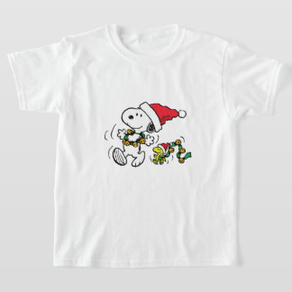 snoopy & woodstock playing on winter season t-shirt