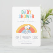 Snoopy & Woodstock Rainbow Baby shower Invitation (Debout devant)