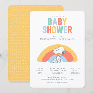 Snoopy & Woodstock Rainbow Baby shower Invitation Kaart