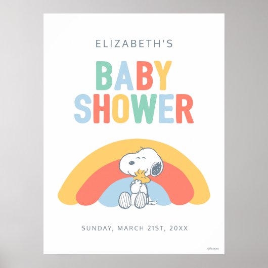 Snoopy & Woodstock Rainbow Baby Shower Poster (Devant)