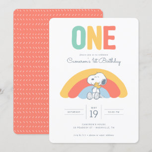 Snoopy & Woodstock Rainbow Invitation d'anniversai