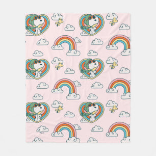 Snoopy & Woodstock Regenboog Hart Patroon Fleece Deken