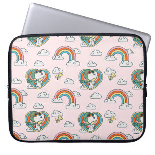 Snoopy & Woodstock Regenboog Hart Patroon Laptop Sleeve