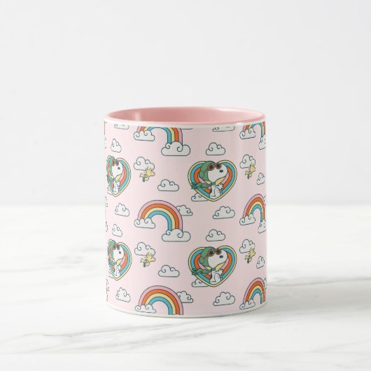 Snoopy & Woodstock Regenboog Hart Patroon Mok (Midden)