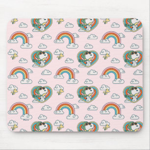 Snoopy & Woodstock Regenboog Hart Patroon Muismat