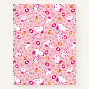 Snoopy & Woodstock Roze Hearts Patroon Notitieboek