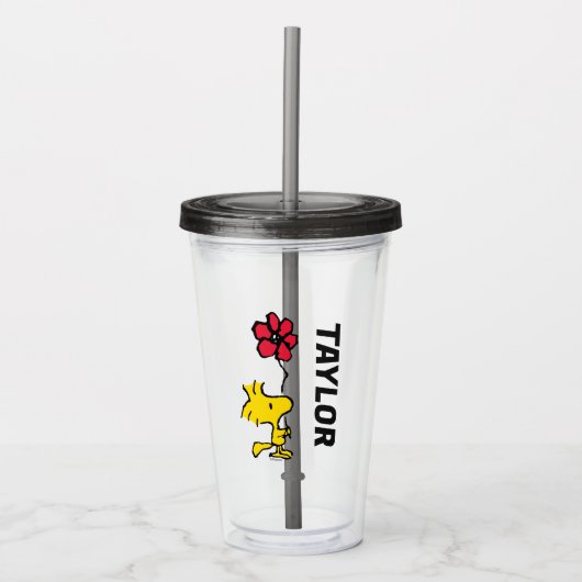 Snoopy, zo zoet bloempatroon acryl drinkbeker (Voorkant)