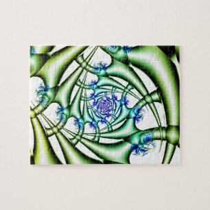 Snop Blauwe en groene fractale kunst Legpuzzel