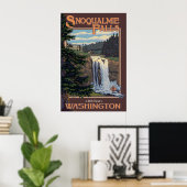 Snoqualmie Falls (Jour) Washington Travel Poster (Bureau à domicile)