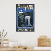 Snoqualmie Falls (Nuit) Washington Travel Poster (Cuisine)
