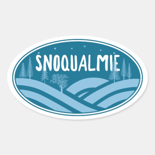 Snoqualmie Washington Outdoors Ovale Sticker (Voorkant)