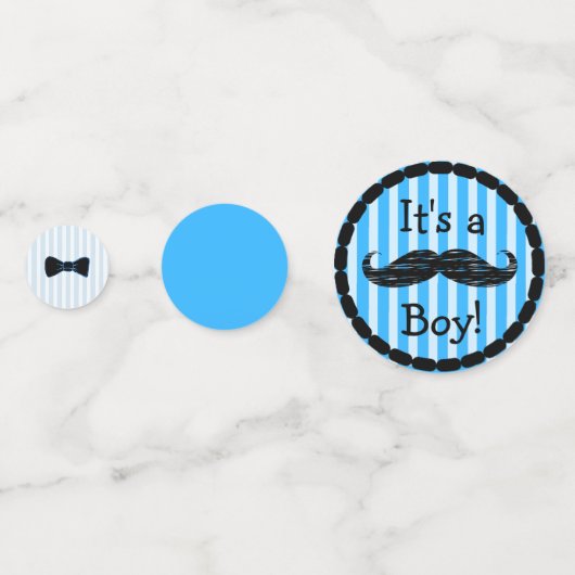 Snor en boog Stropdas Boy Baby shower Confetti (Voorkanten)