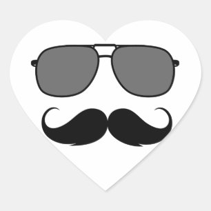 snor en bril hart sticker