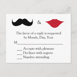 Snor en lippen RSVP Uitnodiging Briefkaart